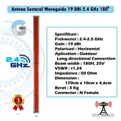 Antena wifi outdoor 2,4 ghz Sectoral Waveguide 19 dBi 180 Derajat