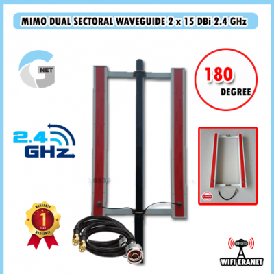 Antena Wifi MIMO sectoral waveguide  2x15 DBi 2.4 GHz