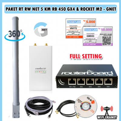 Paket alat usaha wifi Hotspot Sistem Voucher RT RW NET 5 Km Omni Mimo - Gnet