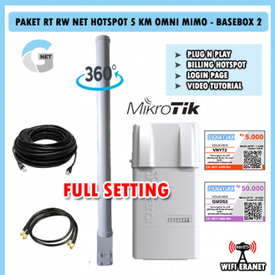 Paket Usaha Wifi Sistem Voucher RT RW Net 5 Km 360 Derajat BaseBox2 - Gnet