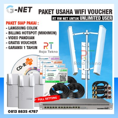 Paket usaha wifi voucher GNET hotspot RT RW Net Unlimited User RB1100AHx4 raja tekno
