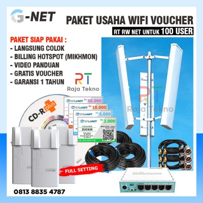 Paket usaha wifi voucher GNET hotspot RT RW Net 100 User RB750GR3 raja tekno