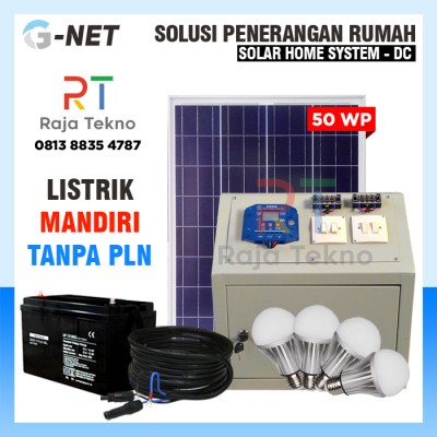 Paket Listrik Mandiri solar cell solar home system 50 wp 300W solusi penerangan tanpa PLN raja tekno