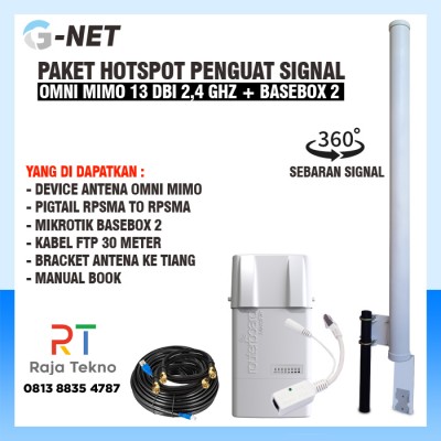 paket hotspot wifi GNET untuk wifi voucheran omni mimo 13 dbi 2,4 ghz + mikrotik basebox 2