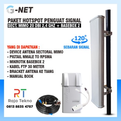 paket hotspot wifi untuk rt rw net sectoral mimo 20 dbi 2,4 ghz plus basebox 2