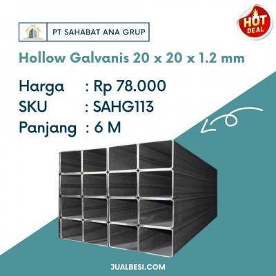 Hollow Galvanis 20 x 20 x 1.2 mm