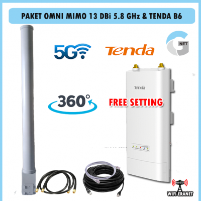 Paket hotspot wifi 5G OMNI MIMO GNET 13 dbi 5,8 ghz plus Tenda B6