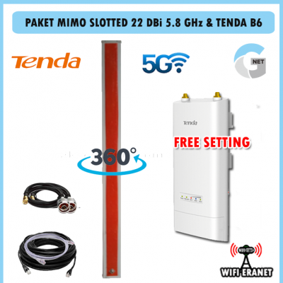 Paket hotspot wifi 5G MIMO SLOTTED GNET 22 dbi 5,8 ghz plus Tenda B6