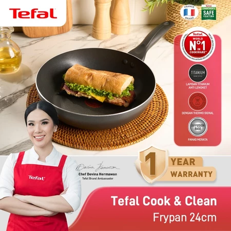 Tefal Cook & Clean Frypan Series 20 / 24 / 26 / 28 / 30 CM - Wajan Anti Lengket / Garansi 1 Tahun