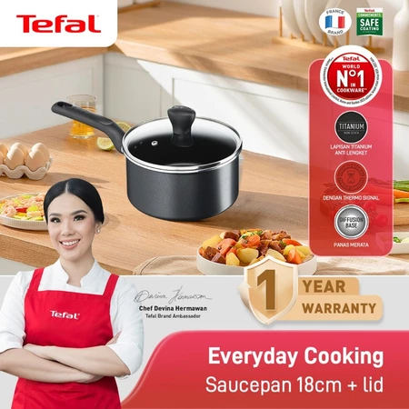 Tefal Everyday Cooking Saucepan / Panci 18 cm Dengan Tutup / Panci Anti Lengket