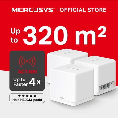 Mercusys | Halo H30G | AC1300 Mesh WiFi System | Dual Band | Wireless Router | Repeater | AP | IPv6