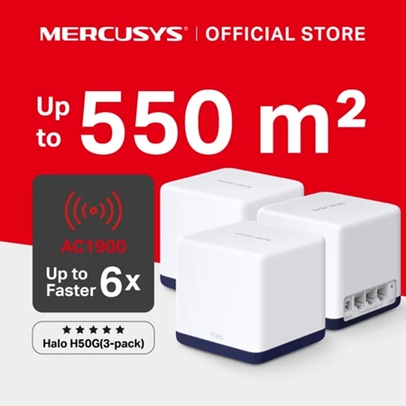 Mercusys | Halo H50G | AC1900 Mesh WiFi System | Dual Band | Gigabit | Wireless Router | AP | IPv6