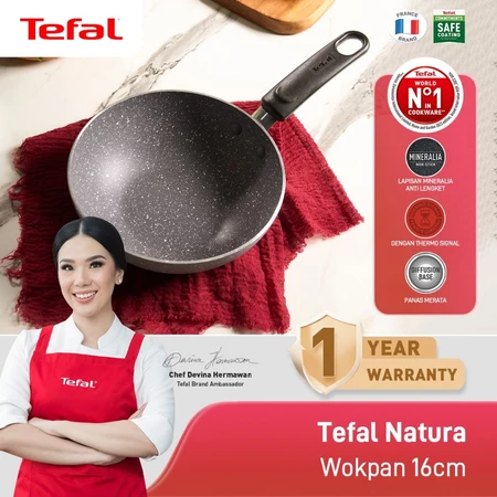 Tefal Natura Mini Wokpan 16cm / Wajan Anti Lengket / Penggorengan / Garansi 1 Tahun