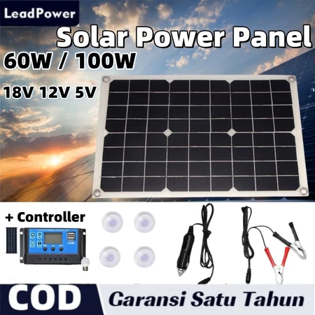 Panel Surya 100W Panel Surya Solar Charge Controller LED Display Solar PWM 12V/24V 10A 20A 30A 50A 60A USB Panel Surya Charge
