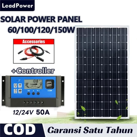 Panel Surya 60W/100W Panel Tenaga Surya Polikristalin Kit Tenaga Surya Fleksibel 12V Pengisi Daya Baterai 10A Controller Waterproof Surya