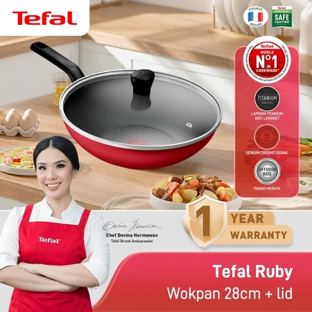 Tefal Ruby Frypan Series Anti Lengket 24 / 28 CM / Deep Frypan 24 / 28 CM / Wokpan + Lid 28 CM / 32 CM - Garansi 1 Tahun