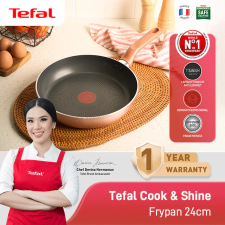 Tefal Cook & Shine Frypan 24cm / Wajan Anti Lengket / Penggorengan / Bisa Untuk Kompor Induksi - Garansi 1 Tahun