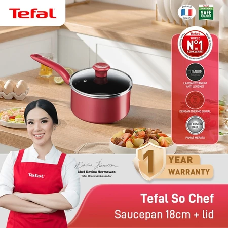 Tefal So Chef Saucepan Series 18 / 22 CM Dengan Tutup - Panci Induksi Anti Lengket Bisa di Semua Kompor / Stockpot Stewpot Garansi  1 Tahun