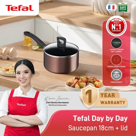 Tefal Day by Day Saucepan Series 18 / 20 / 22 CM Dengan Tutup - Panci Induksi Anti Lengket Bisa di Semua Kompor