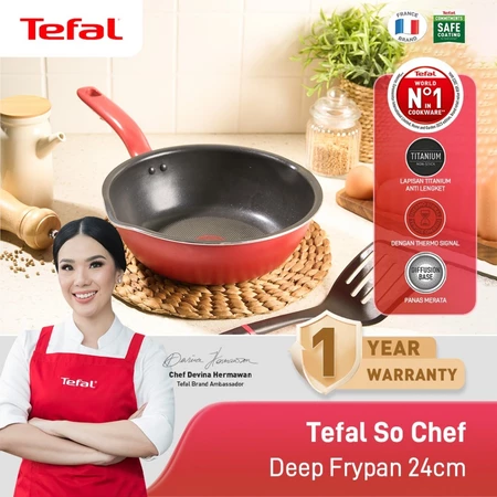 Tefal So Chef Deep Frypan Series 24 / 28 CM - Wajan Induksi Anti Lengket Bisa di Semua Kompor / Penggorengan Garansi 1 Tahun