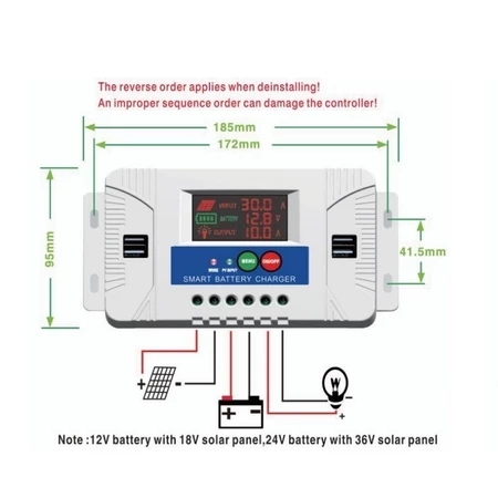 Solar Charge Controller LCD LED Display Solar PWM 12V 10A 20A 30A USB Panel Surya Charge / SCC Solar cell PWM 12 Volt 10A 20A 30A