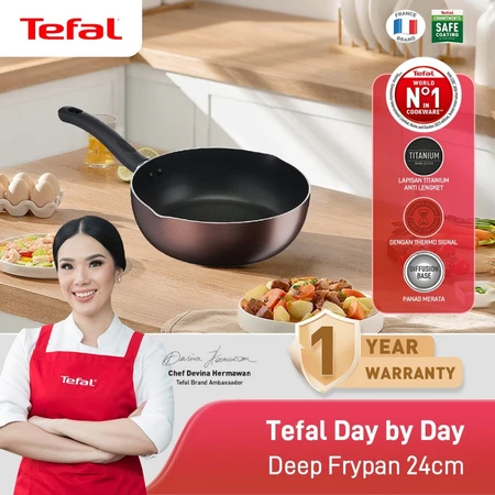 Tefal Day by Day Deep Frypan Series 24 / 28 CM - Wajan Induksi Anti Lengket Bisa di Semua Kompor / Penggorengan Garansi 1 Tahun