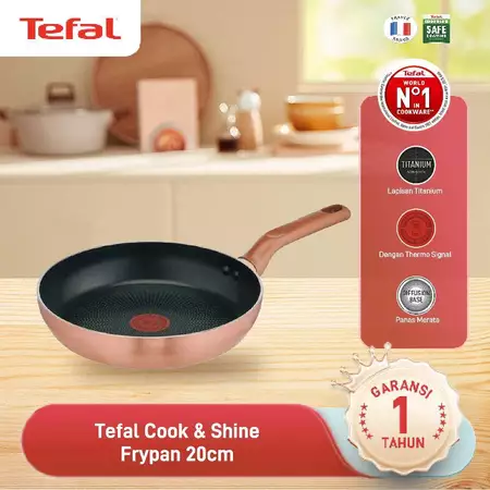 Tefal Cook & Shine Frypan 20cm / Wajan Anti Lengket / Penggorengan / Bisa Untuk Kompor Induksi / Garansi 1 Tahun