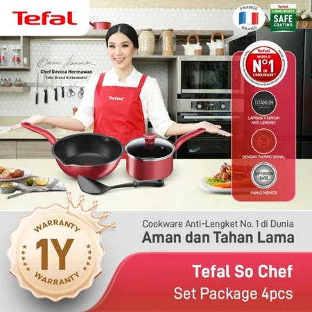 Tefal So Chef Set Bundle Series - Wajan Teflon Induksi Anti Lengket Bisa di Semua Kompor / Penggorengan / Cookware Set Garansi 1 Tahun
