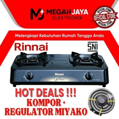 PAKET HEMAT KOMPOR + REGULATOR RINNAI RI 302S / RI-302S / RI 302 S / RI302 S (2 TUNGKU)