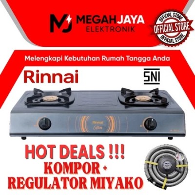 PAKET HEMAT KOMPOR + REGULATOR RINNAI RI 522C / RI-522C / RI 522 C / RI522 C (2 TUNGKU)