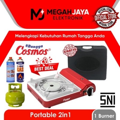 COSMOS KOMPOR BBQ PORTABLE STAINLESS STEEL 2 IN 1 CGC 123 PN / CGC-123 PN KOMPOR GAS PORTABLE (1 TUNGKU)