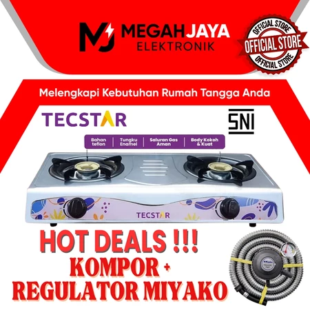 TECSTAR / FREMONT KOMPOR STAINLESS STEEL / TEFLON PAKET + SELANG + REGULATOR TGS-322 SS / TGS-622 SS