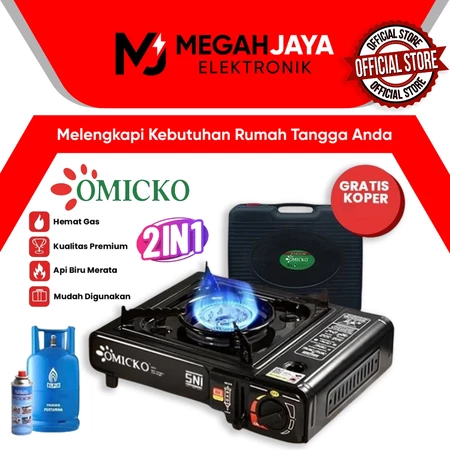 OMICKO KOMPOR PORTABLE 2 IN 1 GAS PORTABLE (1TUNGKU) GARANSI RESMI