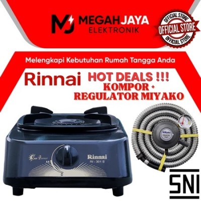PAKET HEMAT KOMPOR + REGULATOR RINNAI RI 301S / RI-301S / RI 201 S / RI 201-S (1 TUNGKU)