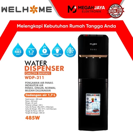 WELHOME DISPENSER GALON BAWAH WDP-311 / WDP 311 PIPA STAINLESS STEEL ANTI KARAT