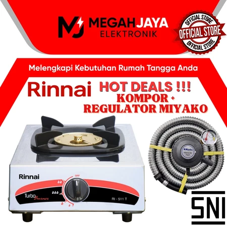 PAKET HEMAT KOMPOR + REGULATOR RINNAI RI 511T / RI-511T / RI 511 / T RI511 T (1 TUNGKU)