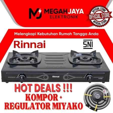 PAKET HEMAT KOMPOR + REGULATOR RINNAI RI 202S / RI-202S / RI202 S / RI 202 S (2 TUNGKU)
