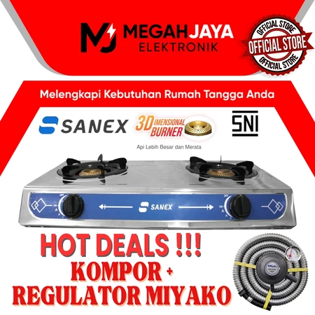 SANEX KOMPOR PAKET HEMAT + REGULATOR STAINLESS STEEL SKG 822 / SKG 821 / K-808 S / K608S / K-608 S
