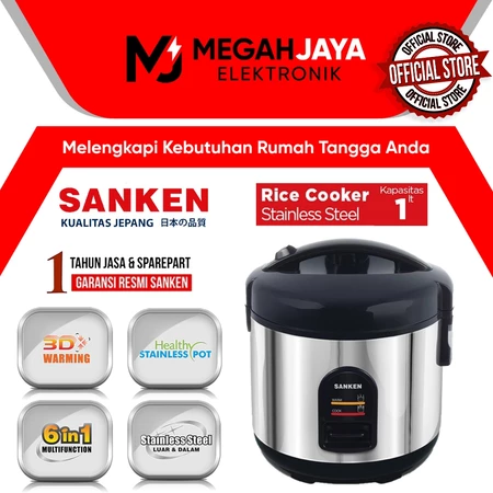 GROSIR SANKEN RICE COOKER / MAGIC COM STAINLESS STEEL 6 IN 1 SJ-130 / SJ 120 / SJ130 (1 LITER) GARANSI RESMI