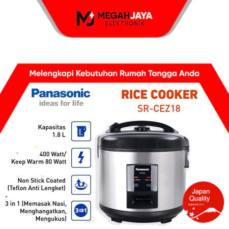 PANASONIC RICE COOKER / MAGIC COM SR-CEZ 18 / SRCEZ 18 / SR-CEZ18 (1,8 LITER) GARANSI RESMI