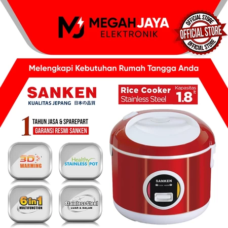 SANKEN RICE COOKER / MAGIC COM STAINLESS STEEL 6 IN 1 SJ-2500 /SJ 2500/ SJ2500 (1,8 LITER) GARANSI RESMI
