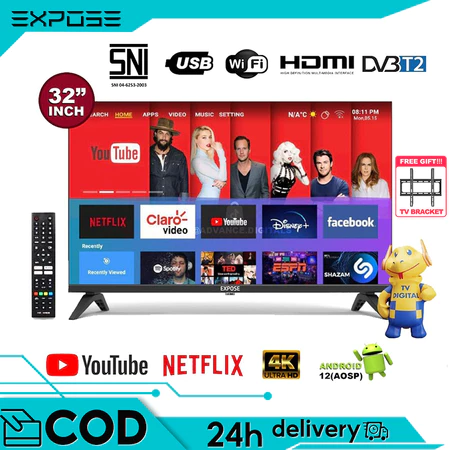 TV Digital 32 inch smart tv led Android12.0/OS Coolita televis Garansi 5 tahun