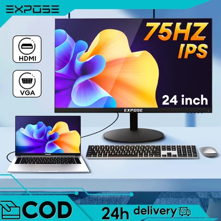 Monitor PC Monitor 24 inch Tampilan FHD 1080P Panel IPS Kecepatan Refresh Tinggi HDMI/VGA 1M/S