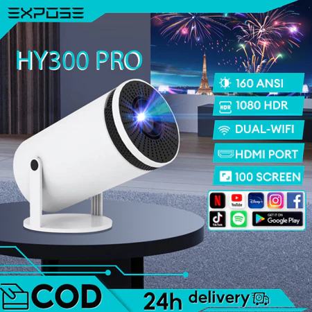 Proyektor Android mini Proyektor HY300 8000 Lumens Portable HD 1080P Bluetooth 1+8G Android 12