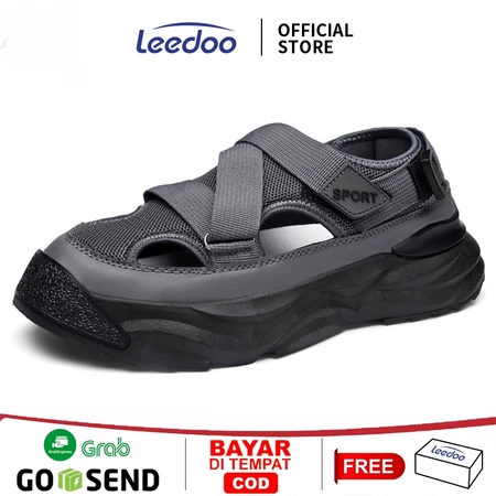 Leedoo Sendal Pria Tahan air Slip On Outdoor Sandal Hiking Cowok Anti Slip Sepatu Pria Casual Black MT105