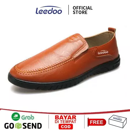 Leedoo Sepatu Pantofel Pria Shoes Kerja PU Leather MC404