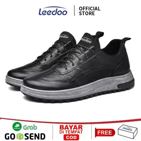Leedoo Sepatu Formal Pria Kuliah Kerja Casual Fashion Tali Bahan Pantofel Shoes Original MC407