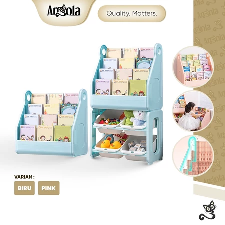 ANGOLA Rak Buku Anak 4 Tingkat C01/C02 Bookshelf Rack/Tempat Penyimpanan Buku dan Laci Mainan Anak