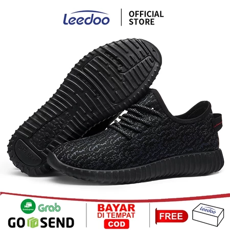 Leedoo Sepatu Pria Sneakers Casual Running Fashion Sport Terbaru Kekinian Shoe Black Natural MR207