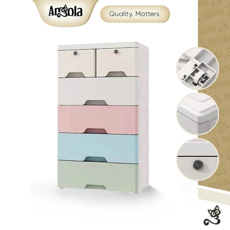 ANGOLA Lemari Plastik Pakaian 5 Tingkat C68 Laci Susun/Cabinet Plastik Rak Susun Penyimpanan Baju